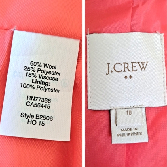SOLD J. Crew Factory City long Coat Cocoon wool blend Pea coral red winter 10 - Picture 16 of 16
